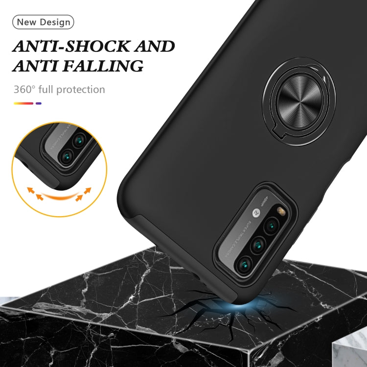 For Xiaomi Redmi Note9 4G PC + TPU Shockproof Magnetic Protective Case with Invisible Ring Holder