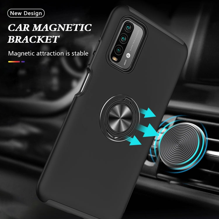 For Xiaomi Redmi Note9 4G PC + TPU Shockproof Magnetic Protective Case with Invisible Ring Holder