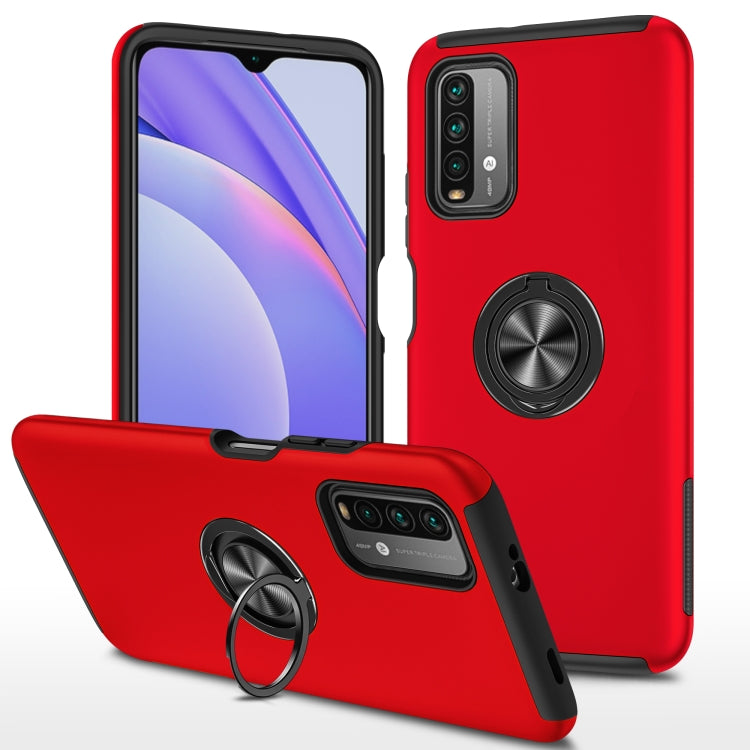 For Xiaomi Redmi Note9 4G PC + TPU Shockproof Magnetic Protective Case with Invisible Ring Holder