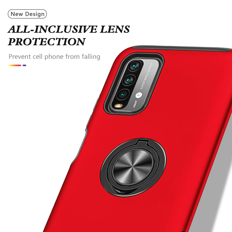 For Xiaomi Redmi Note9 4G PC + TPU Shockproof Magnetic Protective Case with Invisible Ring Holder