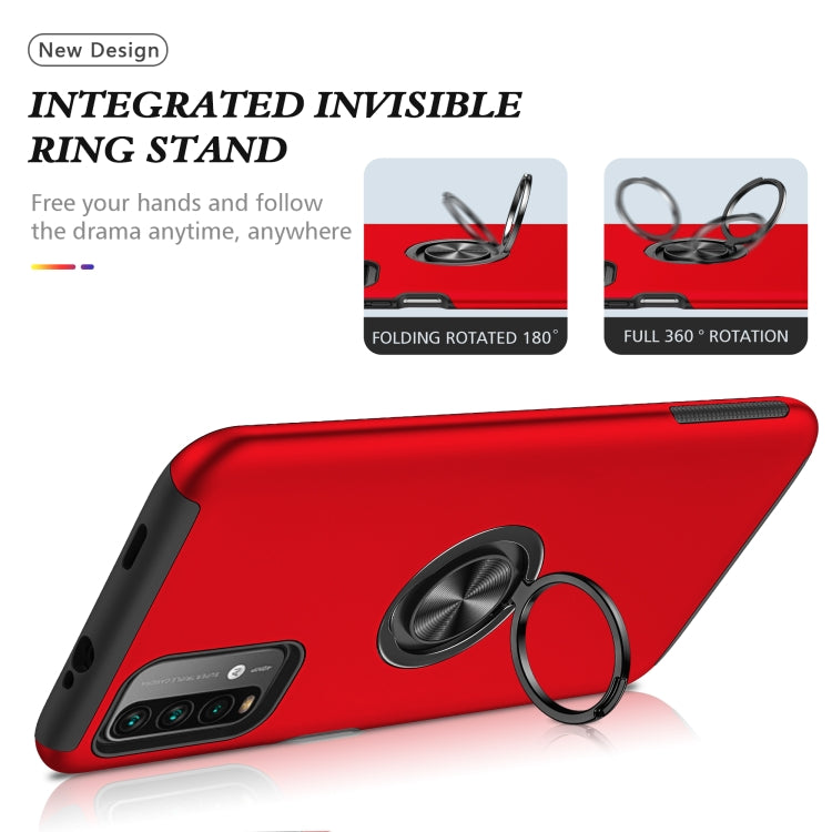 For Xiaomi Redmi Note9 4G PC + TPU Shockproof Magnetic Protective Case with Invisible Ring Holder