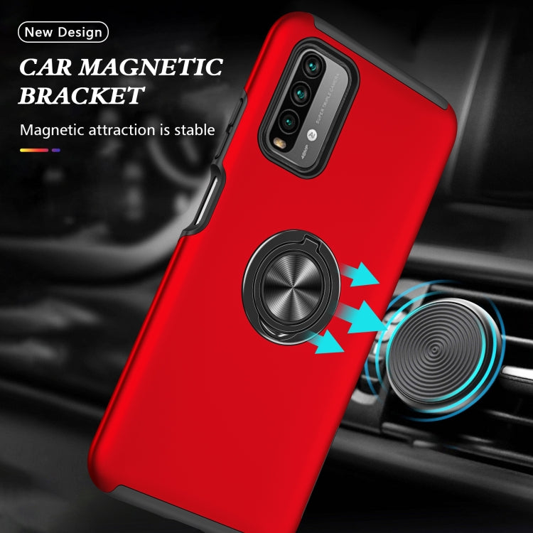 For Xiaomi Redmi Note9 4G PC + TPU Shockproof Magnetic Protective Case with Invisible Ring Holder