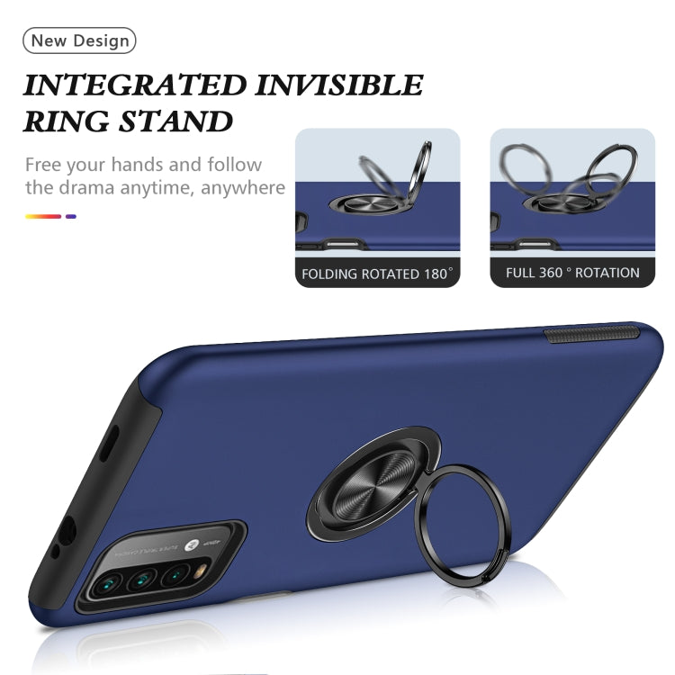 For Xiaomi Redmi Note9 4G PC + TPU Shockproof Magnetic Protective Case with Invisible Ring Holder