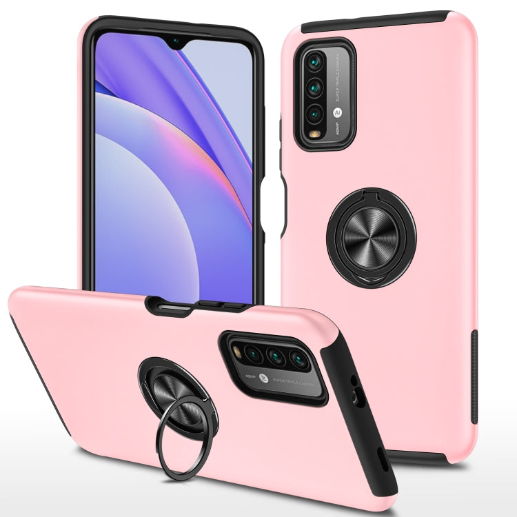 For Xiaomi Redmi Note9 4G PC + TPU Shockproof Magnetic Protective Case with Invisible Ring Holder
