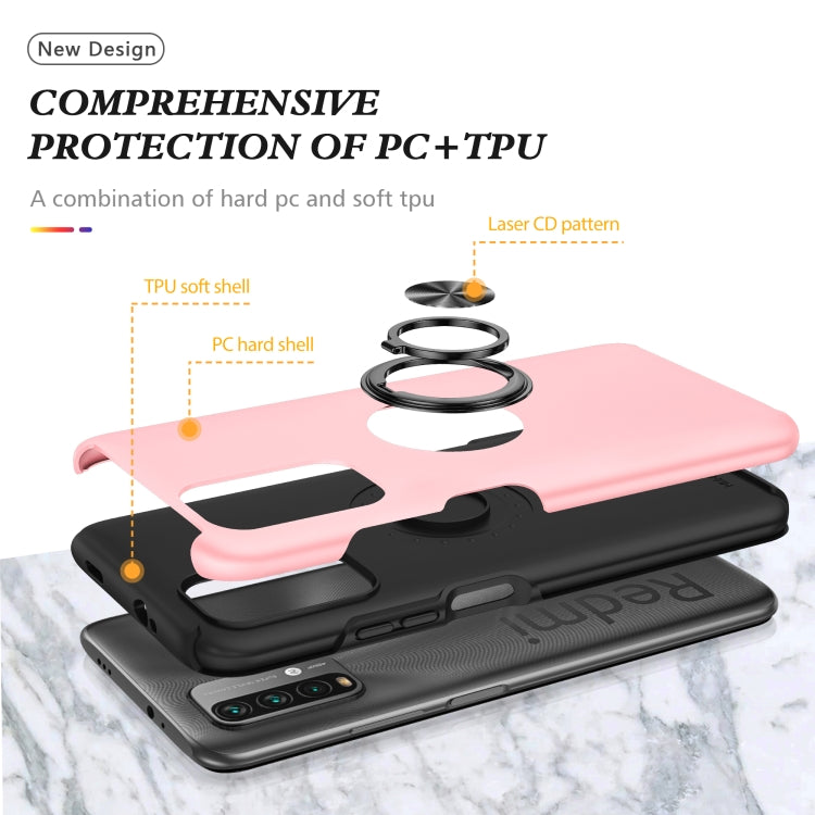 For Xiaomi Redmi Note9 4G PC + TPU Shockproof Magnetic Protective Case with Invisible Ring Holder