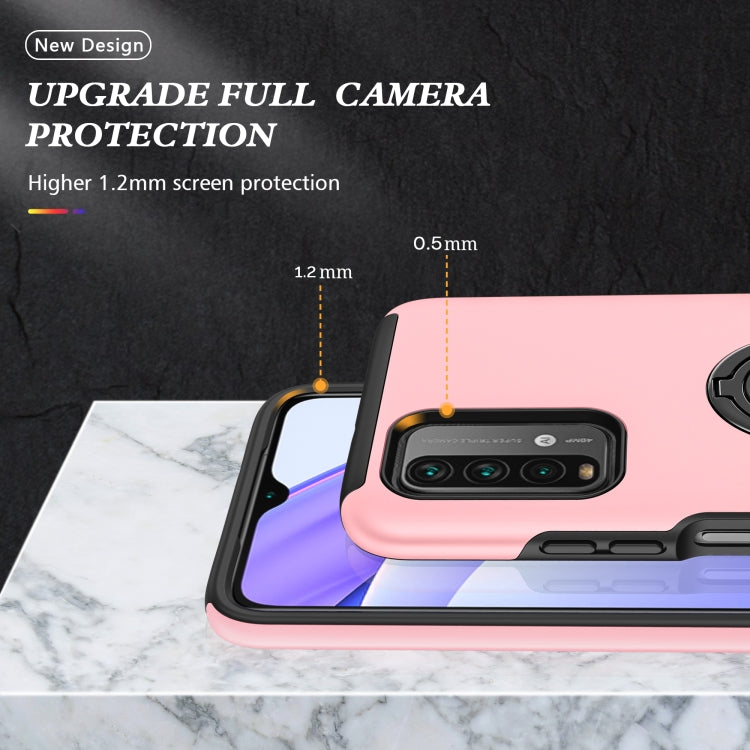 For Xiaomi Redmi Note9 4G PC + TPU Shockproof Magnetic Protective Case with Invisible Ring Holder