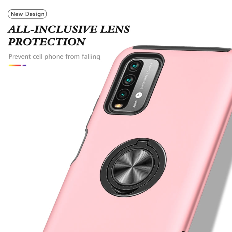 For Xiaomi Redmi Note9 4G PC + TPU Shockproof Magnetic Protective Case with Invisible Ring Holder