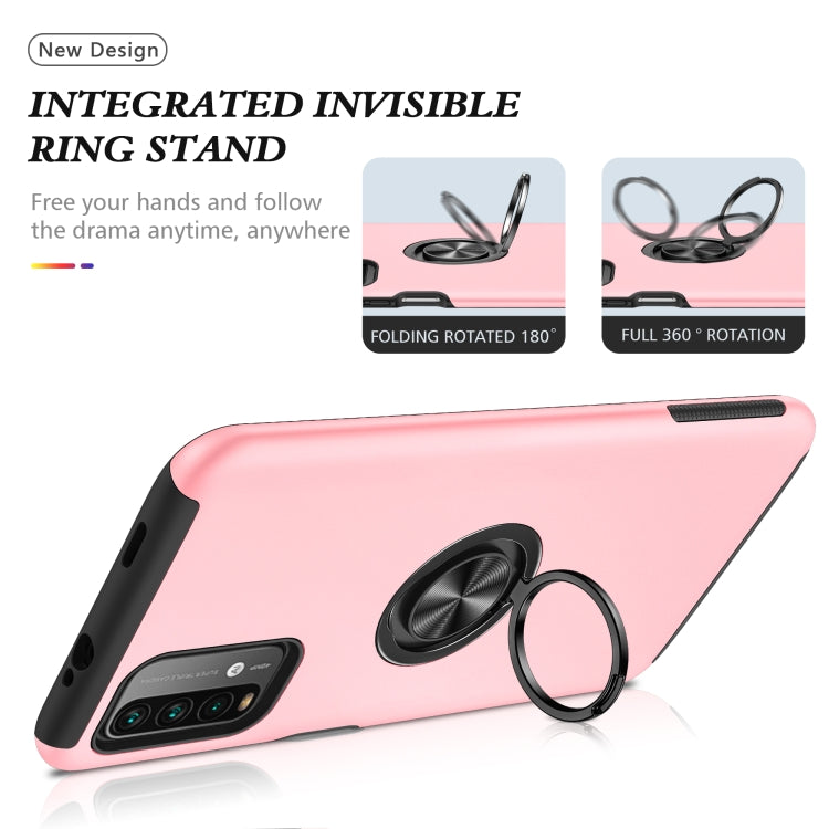 For Xiaomi Redmi Note9 4G PC + TPU Shockproof Magnetic Protective Case with Invisible Ring Holder