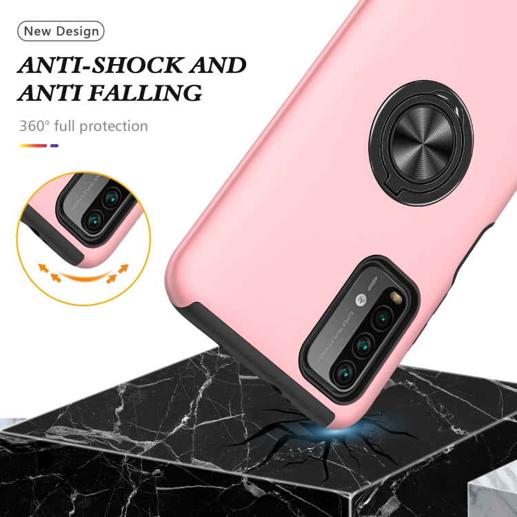 For Xiaomi Redmi Note9 4G PC + TPU Shockproof Magnetic Protective Case with Invisible Ring Holder