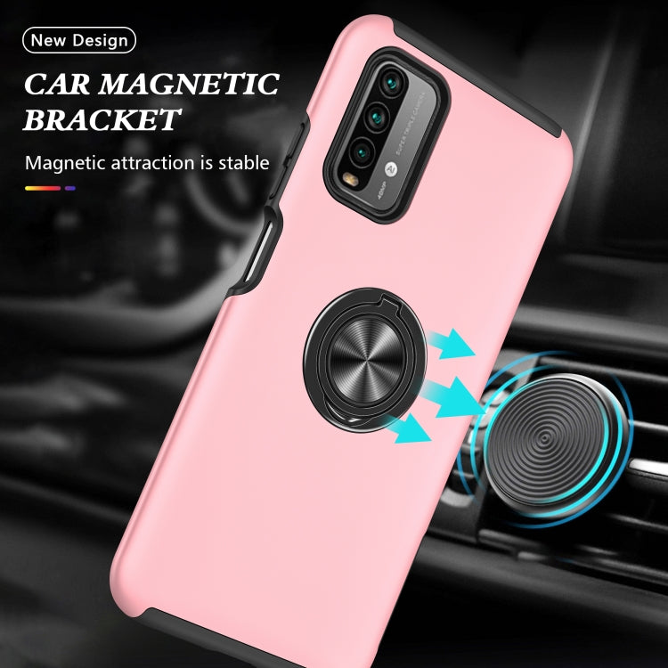 For Xiaomi Redmi Note9 4G PC + TPU Shockproof Magnetic Protective Case with Invisible Ring Holder