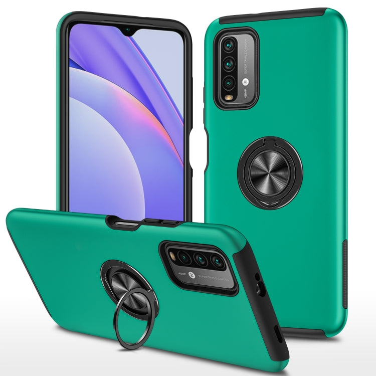 For Xiaomi Redmi Note9 4G PC + TPU Shockproof Magnetic Protective Case with Invisible Ring Holder