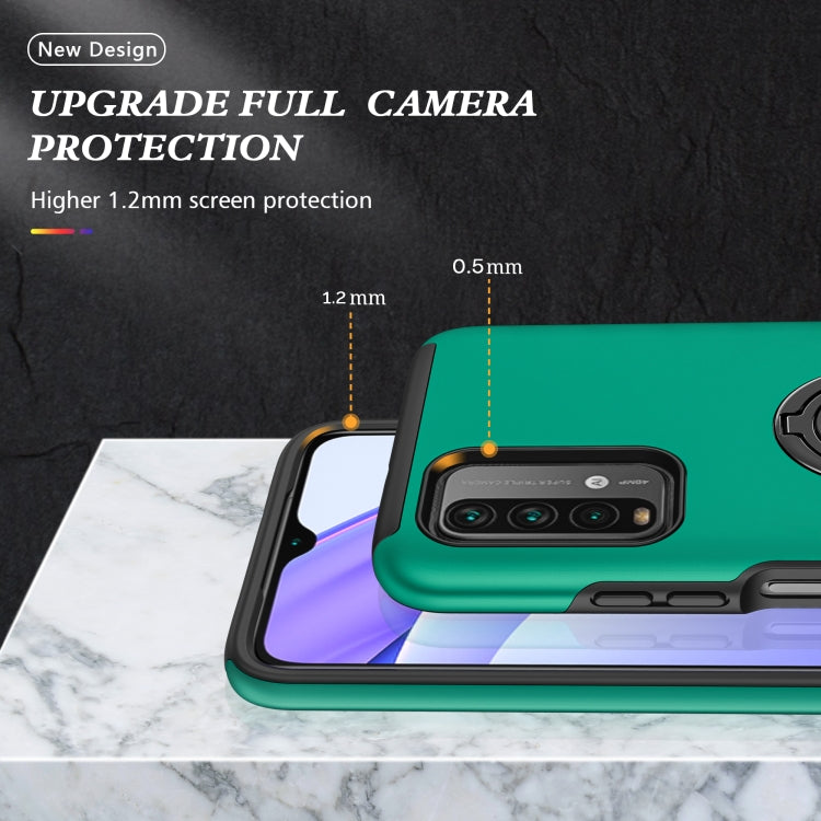 For Xiaomi Redmi Note9 4G PC + TPU Shockproof Magnetic Protective Case with Invisible Ring Holder