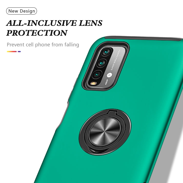 For Xiaomi Redmi Note9 4G PC + TPU Shockproof Magnetic Protective Case with Invisible Ring Holder