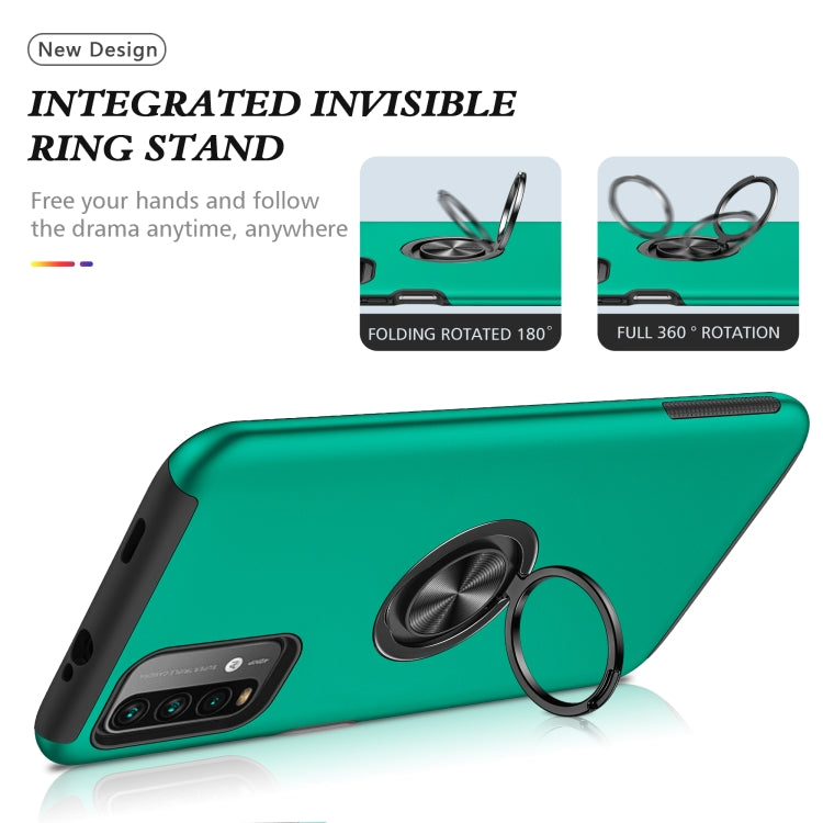For Xiaomi Redmi Note9 4G PC + TPU Shockproof Magnetic Protective Case with Invisible Ring Holder