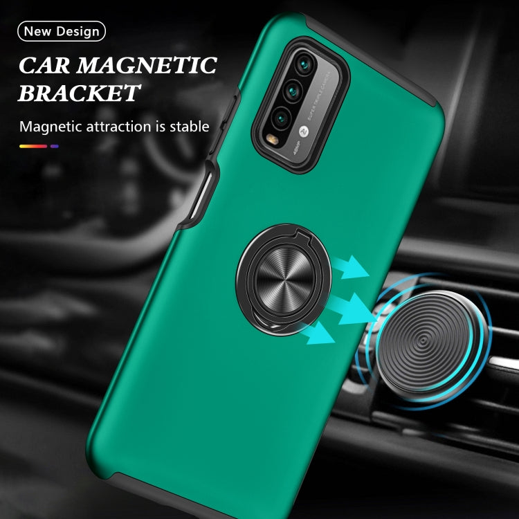 For Xiaomi Redmi Note9 4G PC + TPU Shockproof Magnetic Protective Case with Invisible Ring Holder