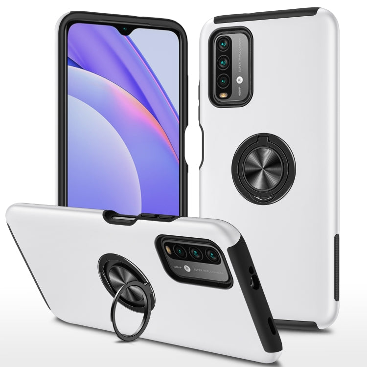 For Xiaomi Redmi Note9 4G PC + TPU Shockproof Magnetic Protective Case with Invisible Ring Holder