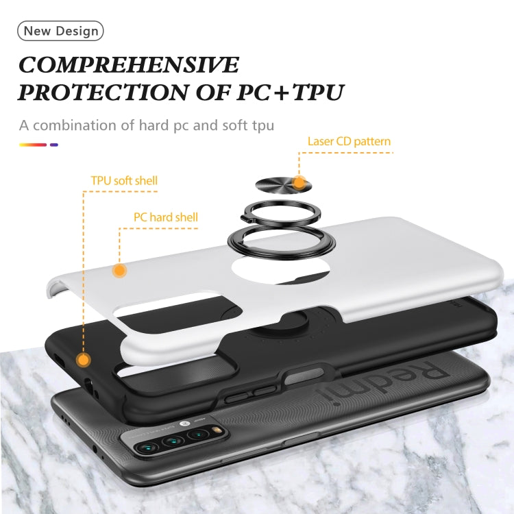 For Xiaomi Redmi Note9 4G PC + TPU Shockproof Magnetic Protective Case with Invisible Ring Holder