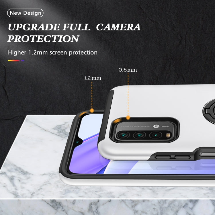For Xiaomi Redmi Note9 4G PC + TPU Shockproof Magnetic Protective Case with Invisible Ring Holder