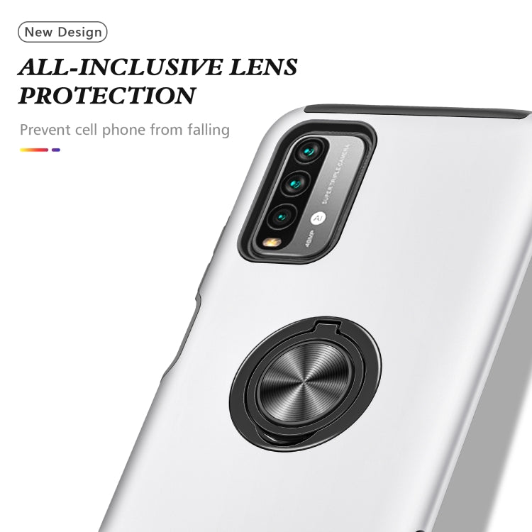 For Xiaomi Redmi Note9 4G PC + TPU Shockproof Magnetic Protective Case with Invisible Ring Holder
