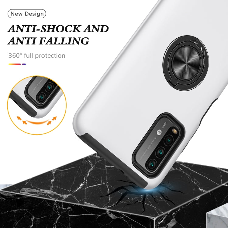 For Xiaomi Redmi Note9 4G PC + TPU Shockproof Magnetic Protective Case with Invisible Ring Holder