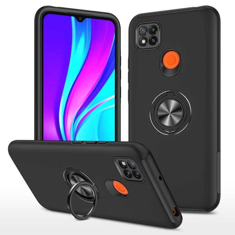 For Xiaomi Redmi 9C PC + TPU Shockproof Magnetic Protective Case with Invisible Ring Holder