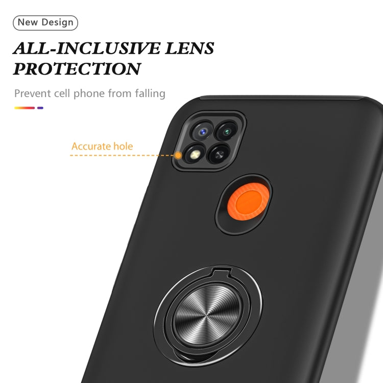 For Xiaomi Redmi 9C PC + TPU Shockproof Magnetic Protective Case with Invisible Ring Holder
