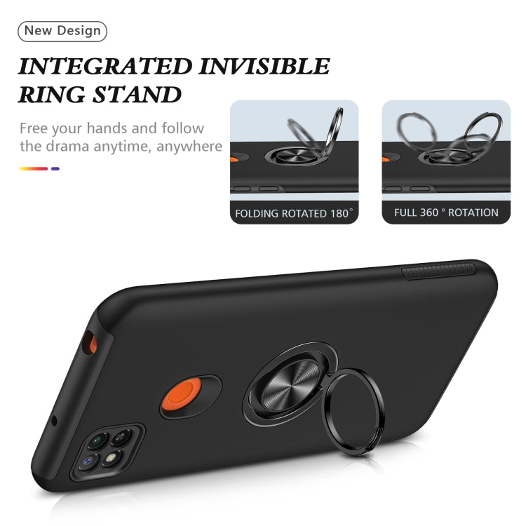 For Xiaomi Redmi 9C PC + TPU Shockproof Magnetic Protective Case with Invisible Ring Holder