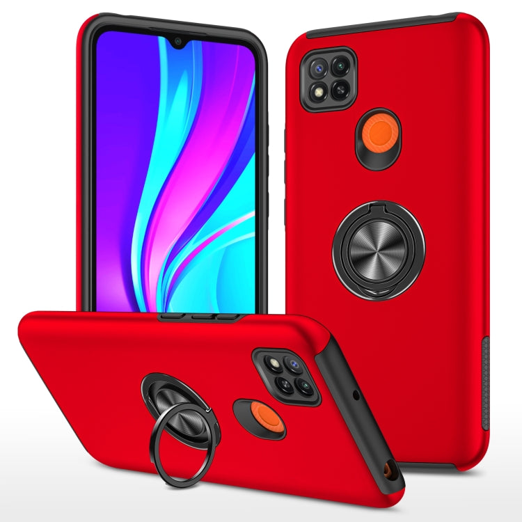For Xiaomi Redmi 9C PC + TPU Shockproof Magnetic Protective Case with Invisible Ring Holder