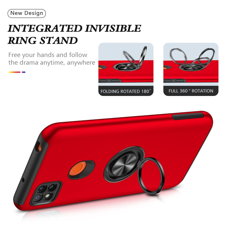 For Xiaomi Redmi 9C PC + TPU Shockproof Magnetic Protective Case with Invisible Ring Holder