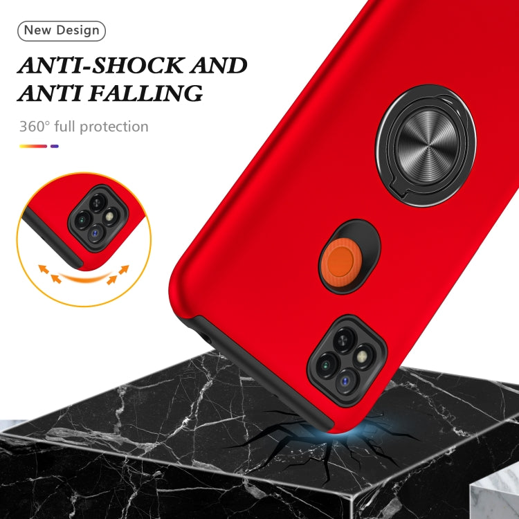For Xiaomi Redmi 9C PC + TPU Shockproof Magnetic Protective Case with Invisible Ring Holder