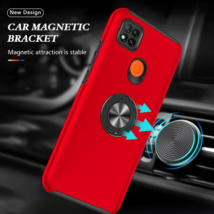 For Xiaomi Redmi 9C PC + TPU Shockproof Magnetic Protective Case with Invisible Ring Holder