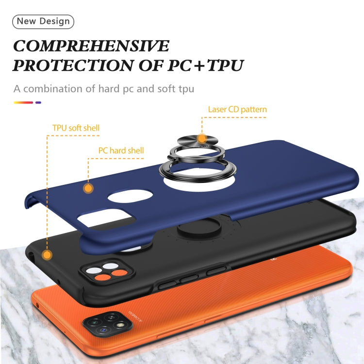 For Xiaomi Redmi 9C PC + TPU Shockproof Magnetic Protective Case with Invisible Ring Holder