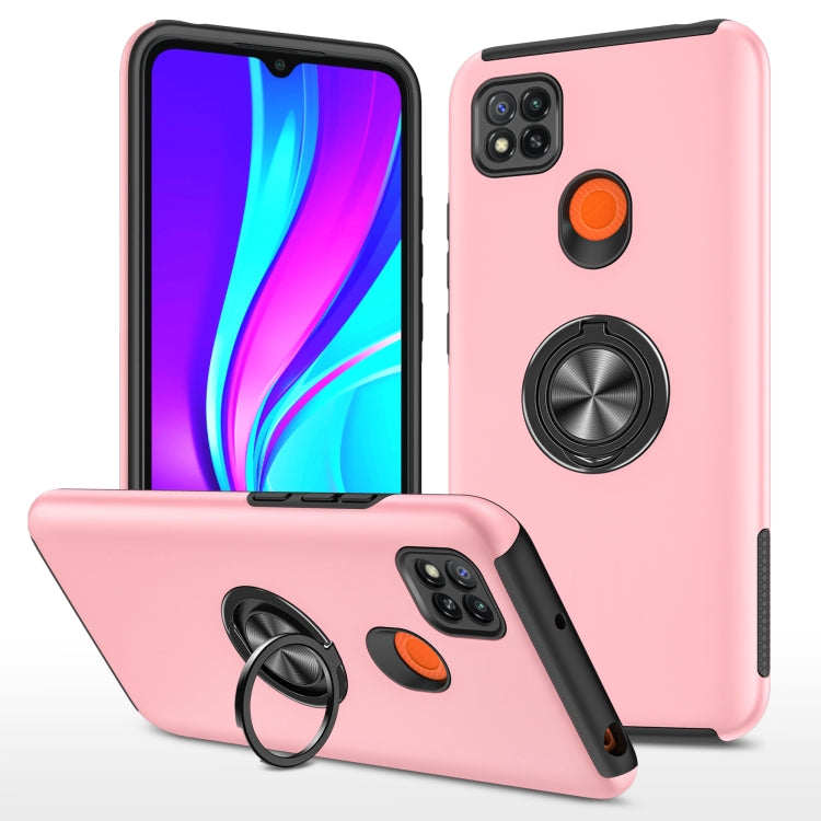 For Xiaomi Redmi 9C PC + TPU Shockproof Magnetic Protective Case with Invisible Ring Holder