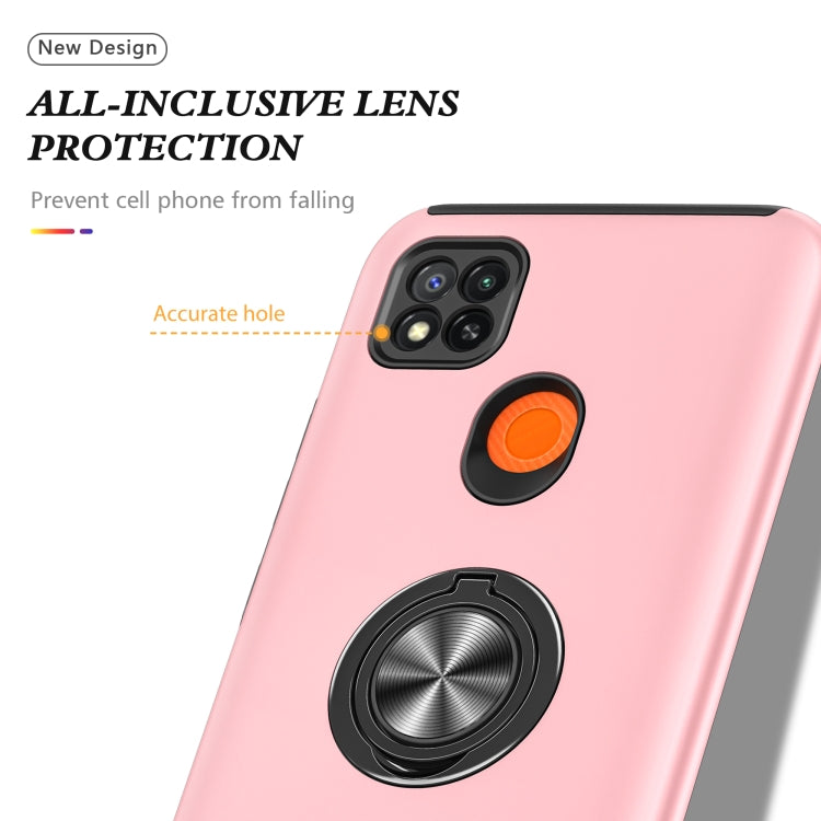 For Xiaomi Redmi 9C PC + TPU Shockproof Magnetic Protective Case with Invisible Ring Holder