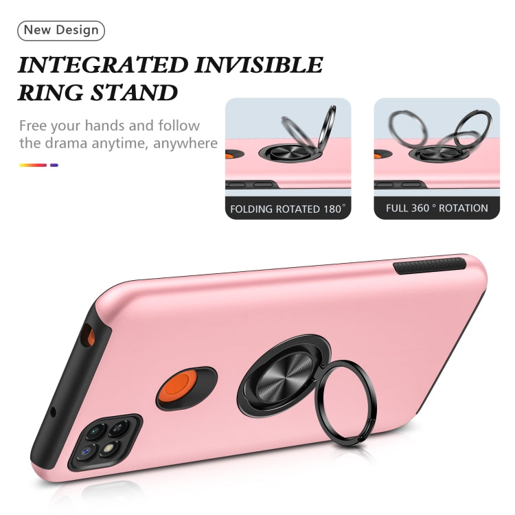 For Xiaomi Redmi 9C PC + TPU Shockproof Magnetic Protective Case with Invisible Ring Holder