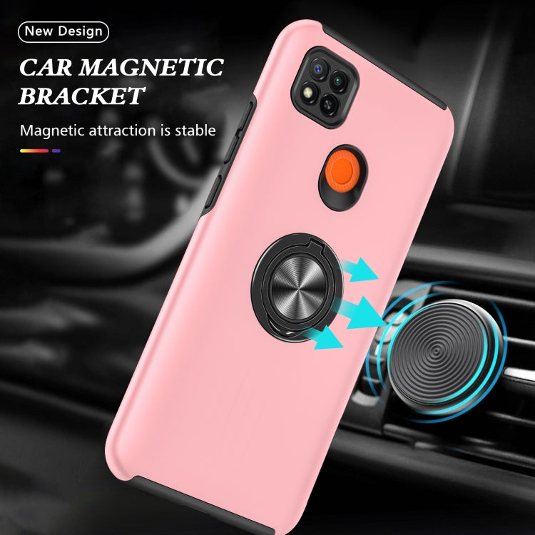 For Xiaomi Redmi 9C PC + TPU Shockproof Magnetic Protective Case with Invisible Ring Holder