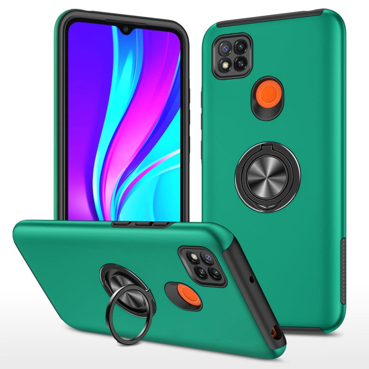 For Xiaomi Redmi 9C PC + TPU Shockproof Magnetic Protective Case with Invisible Ring Holder