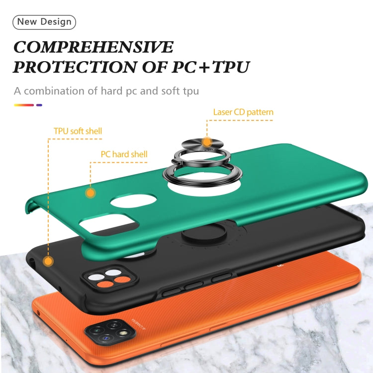 For Xiaomi Redmi 9C PC + TPU Shockproof Magnetic Protective Case with Invisible Ring Holder
