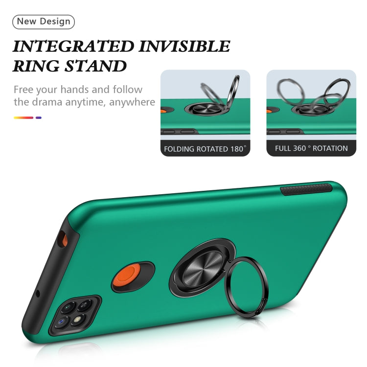 For Xiaomi Redmi 9C PC + TPU Shockproof Magnetic Protective Case with Invisible Ring Holder