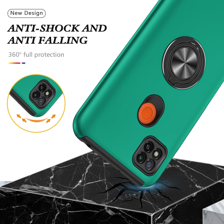 For Xiaomi Redmi 9C PC + TPU Shockproof Magnetic Protective Case with Invisible Ring Holder