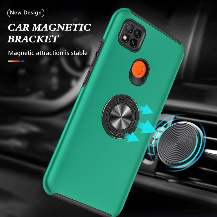 For Xiaomi Redmi 9C PC + TPU Shockproof Magnetic Protective Case with Invisible Ring Holder