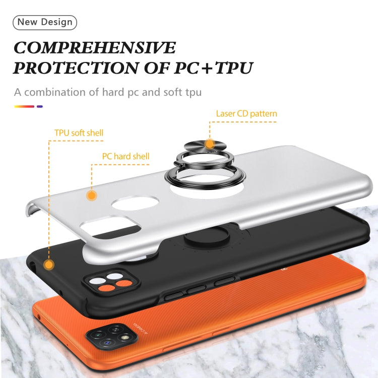 For Xiaomi Redmi 9C PC + TPU Shockproof Magnetic Protective Case with Invisible Ring Holder