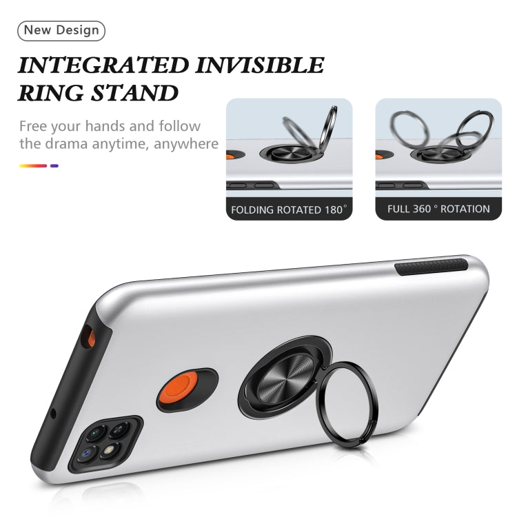 For Xiaomi Redmi 9C PC + TPU Shockproof Magnetic Protective Case with Invisible Ring Holder