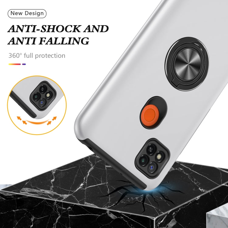 For Xiaomi Redmi 9C PC + TPU Shockproof Magnetic Protective Case with Invisible Ring Holder