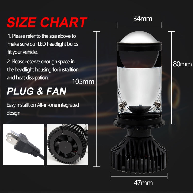 2 PCS T9 H4 6500K / DC9-32V / 8000LM Car LED Headlight(Black)