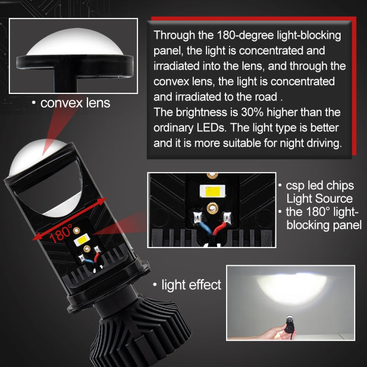 2 PCS T9 H4 6500K / DC9-32V / 8000LM Car LED Headlight(Black)