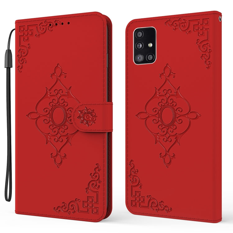 For Samsung Galaxy M51 Embossed Fortune Flower Pattern Horizontal Flip Leather Case with Holder & Card Slot & Wallet & Lanyard