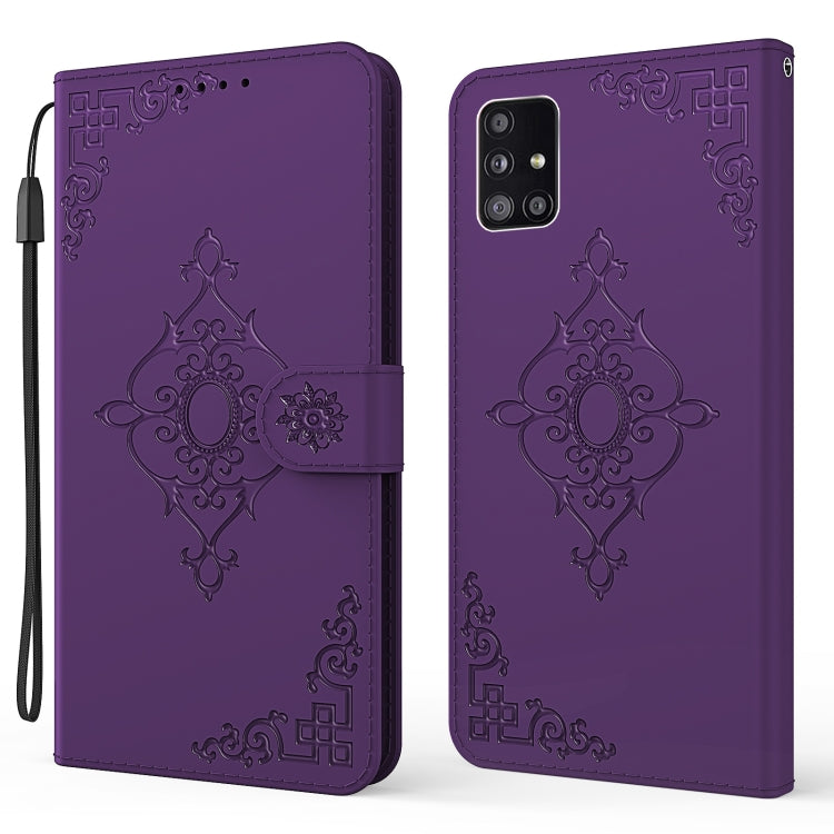 For Samsung Galaxy M51 Embossed Fortune Flower Pattern Horizontal Flip Leather Case with Holder & Card Slot & Wallet & Lanyard