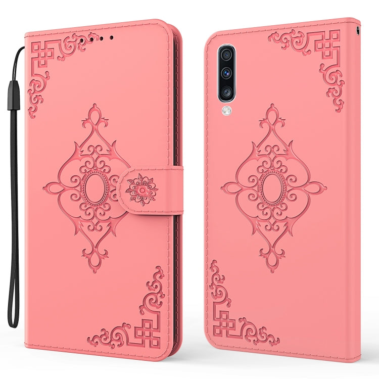 For Samsung Galaxy A70 / A70s Embossed Fortune Flower Pattern Horizontal Flip Leather Case with Holder & Card Slot & Wallet & Lanyard