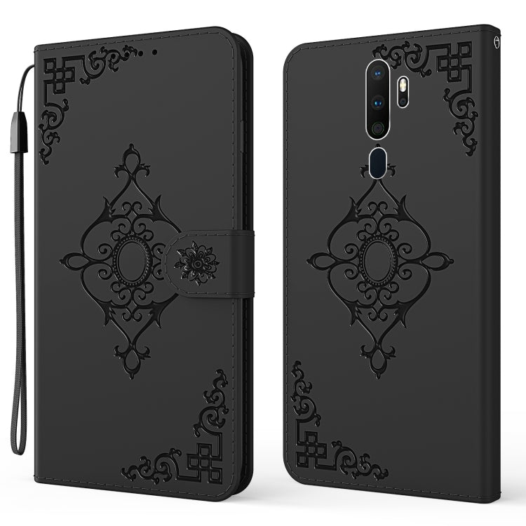 For OPPO A9 2020 Embossed Fortune Flower Pattern Horizontal Flip Leather Case with Holder & Card Slot & Wallet & Lanyard